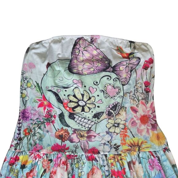 Funky Colorful Floral Strapless Dress - 3x - Picture 3 of 9